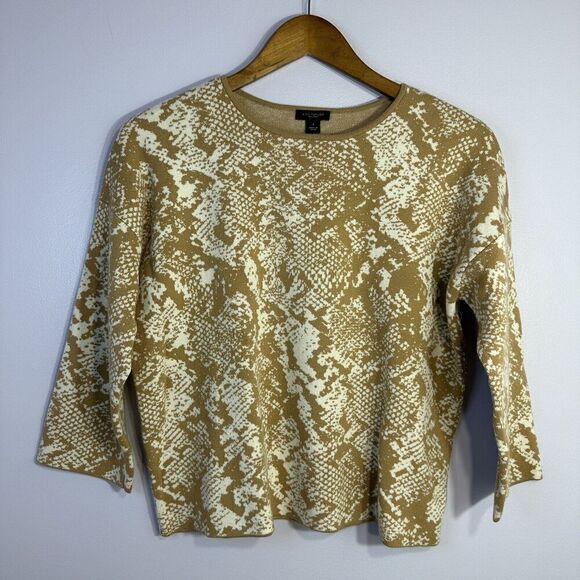 Ann Taylor Boxy Snake Print Sweater Women Size Small Crew Neck Long Sleeve - Picture 1 of 14